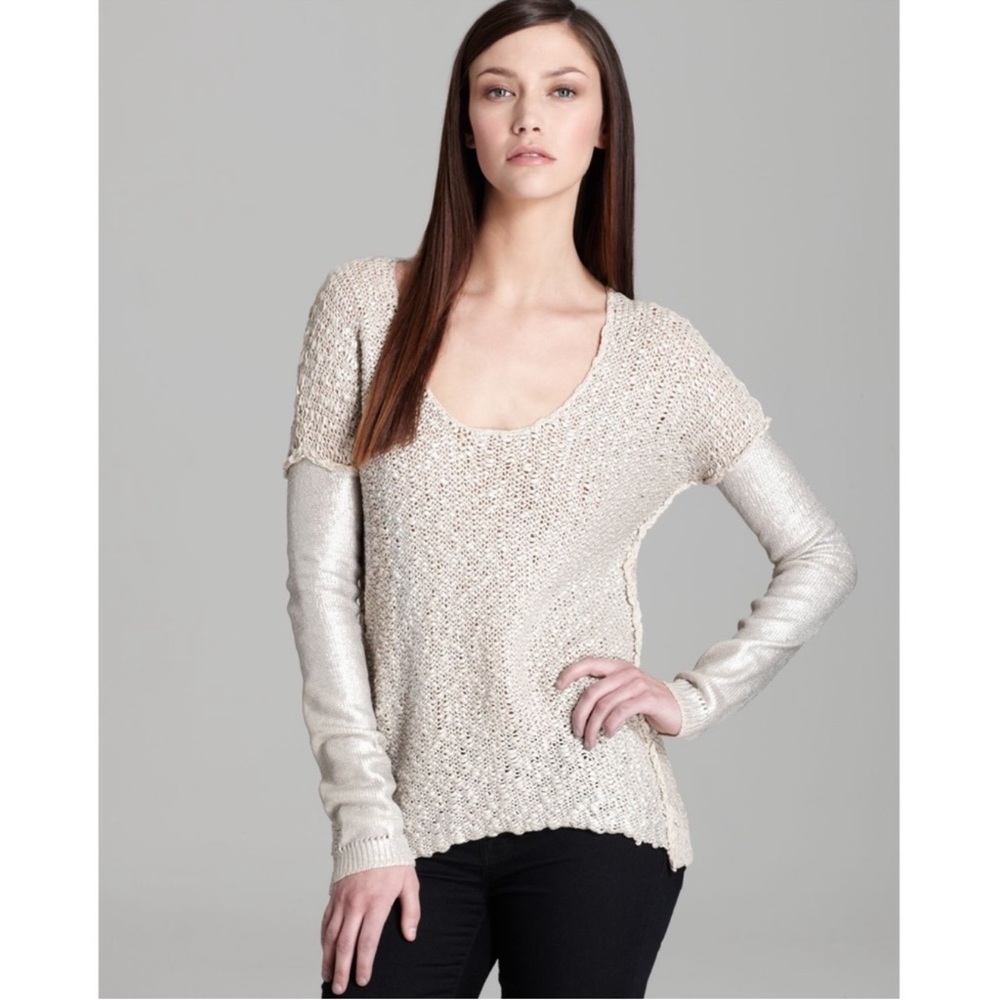 Rebecca Taylor‎ Silver Foil Sweater Knit LargeBin hang